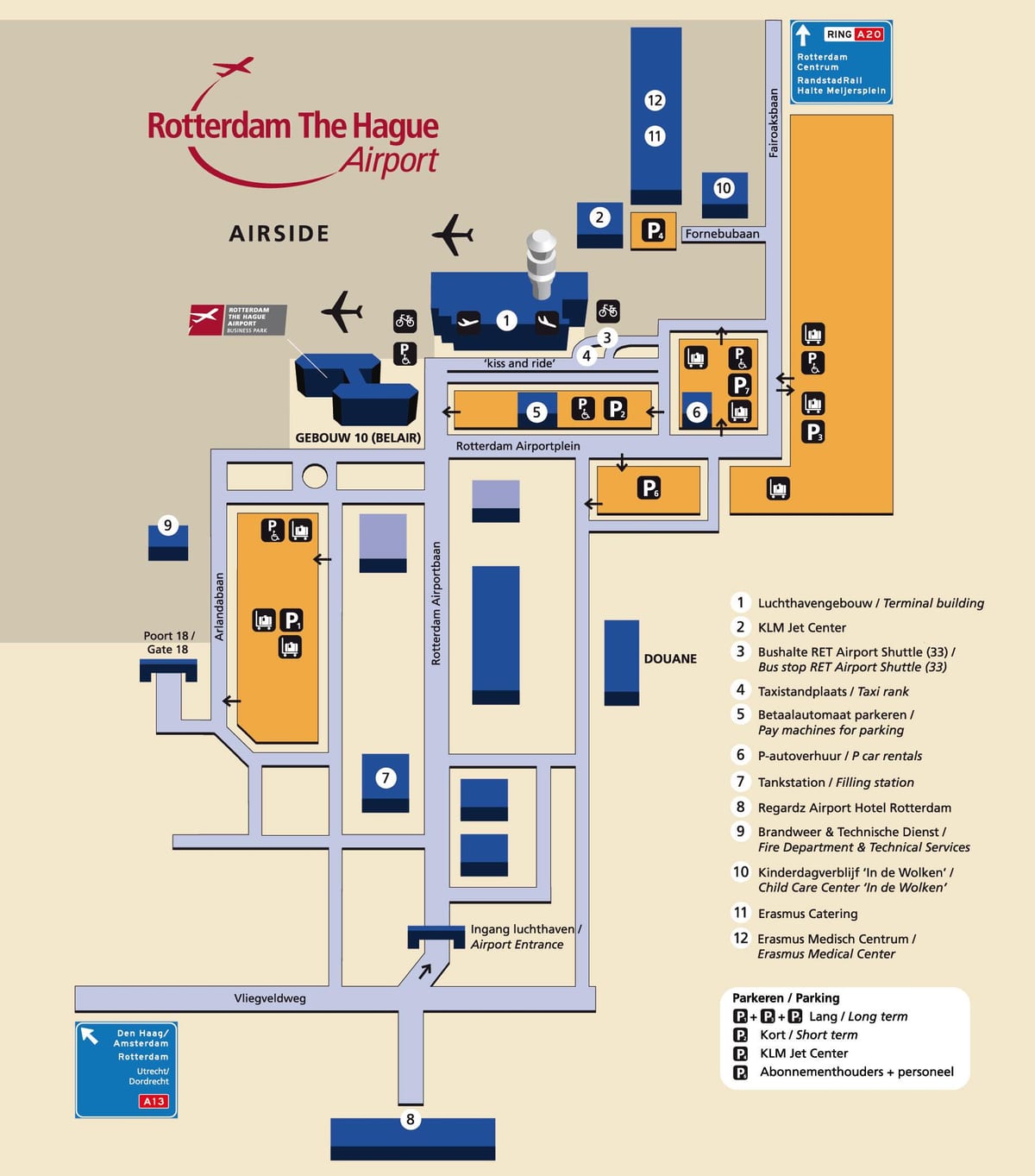 Carte de l'aéroport de Rotterdam 