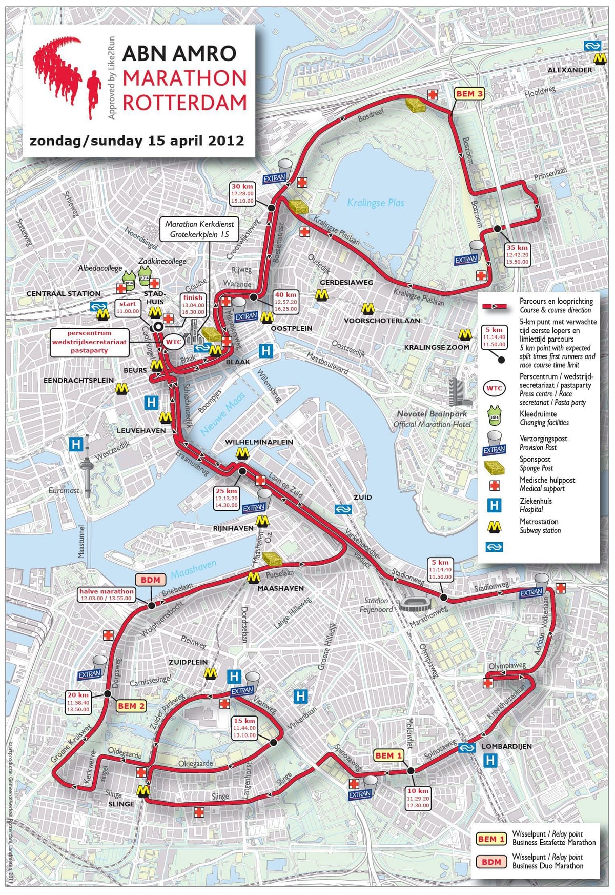 Carte de marathon de Rotterdam 