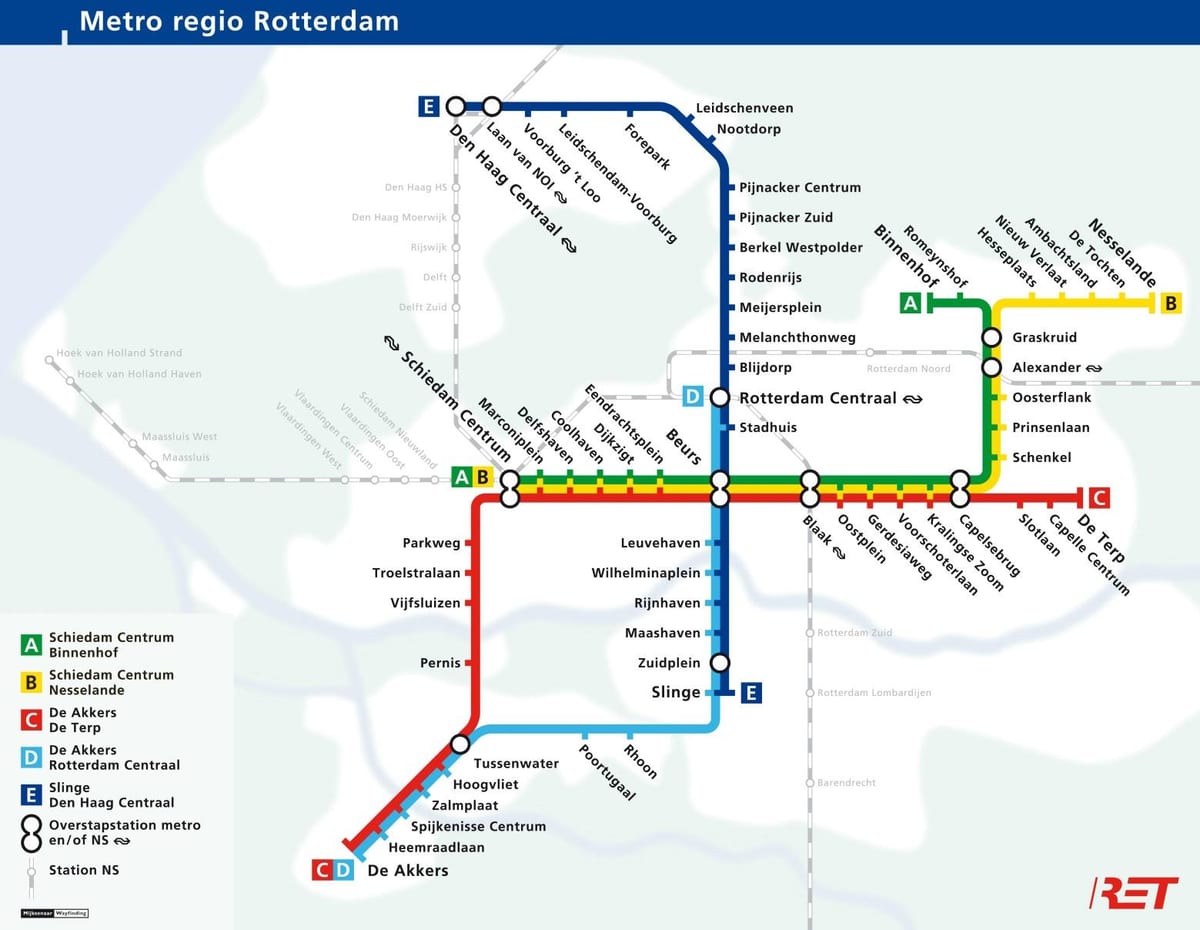 Carte du métro de Rotterdam