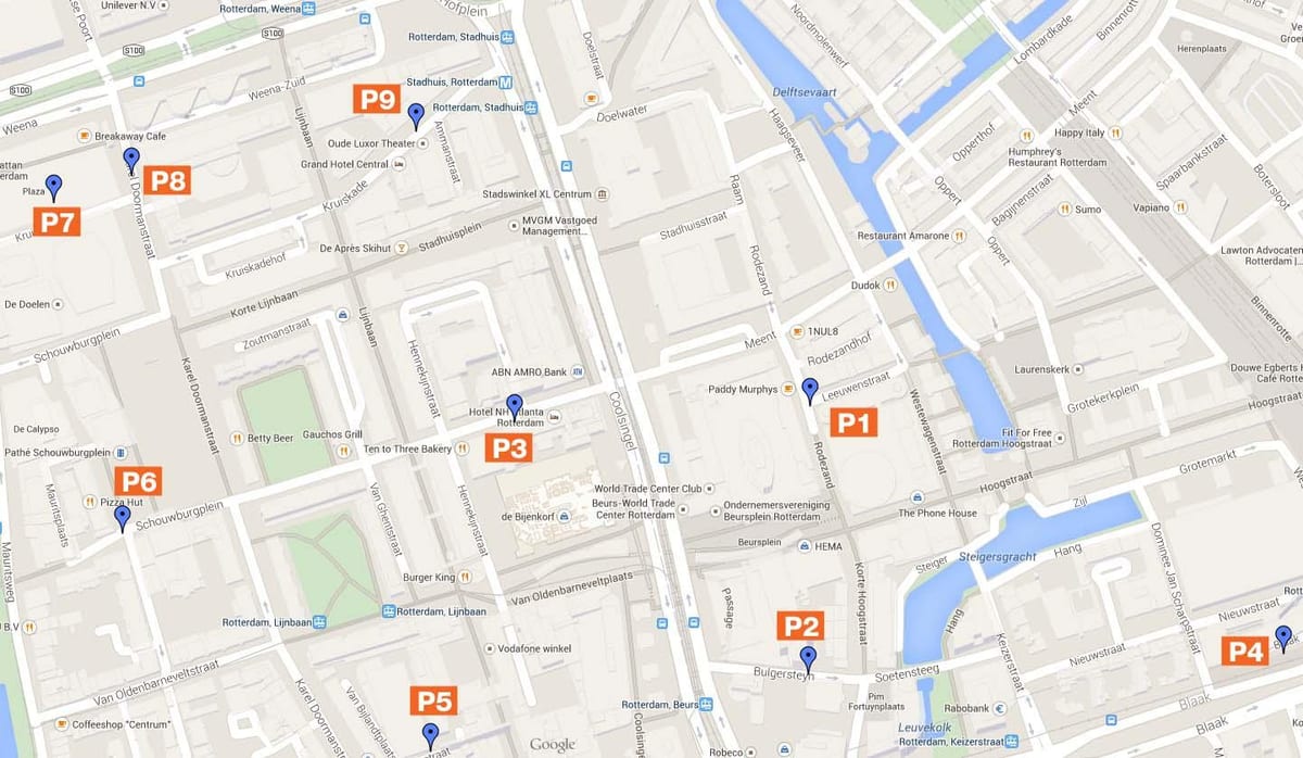 La carte de Rotterdam, de zones de stationnement 